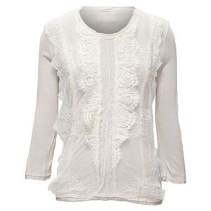 Lanvin lace overlay asymmetric cropped sleeve top
